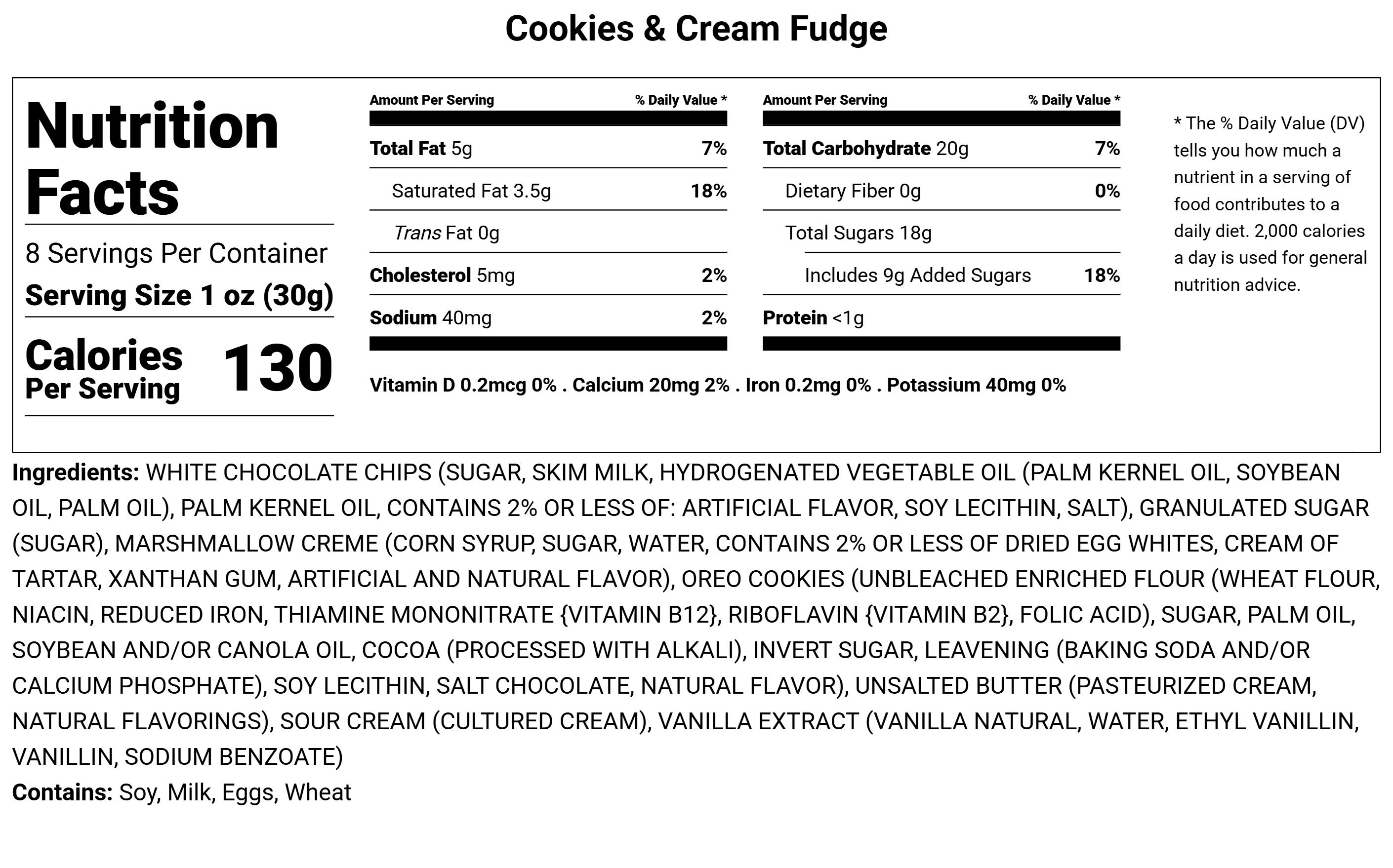 Artisan Cookies & Cream Handmade Fudge