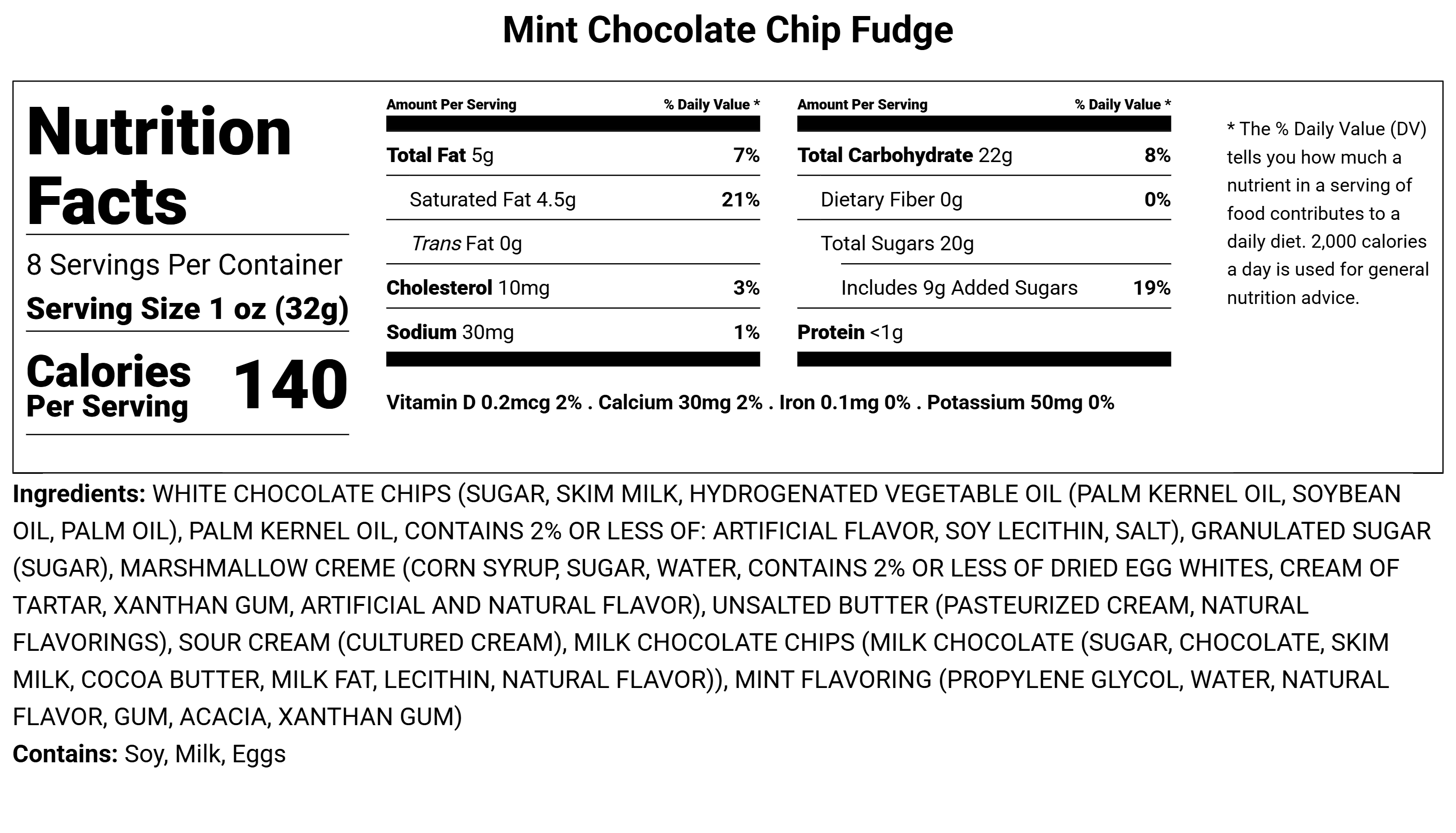 Handmade Mint Chocolate Chip Fudge