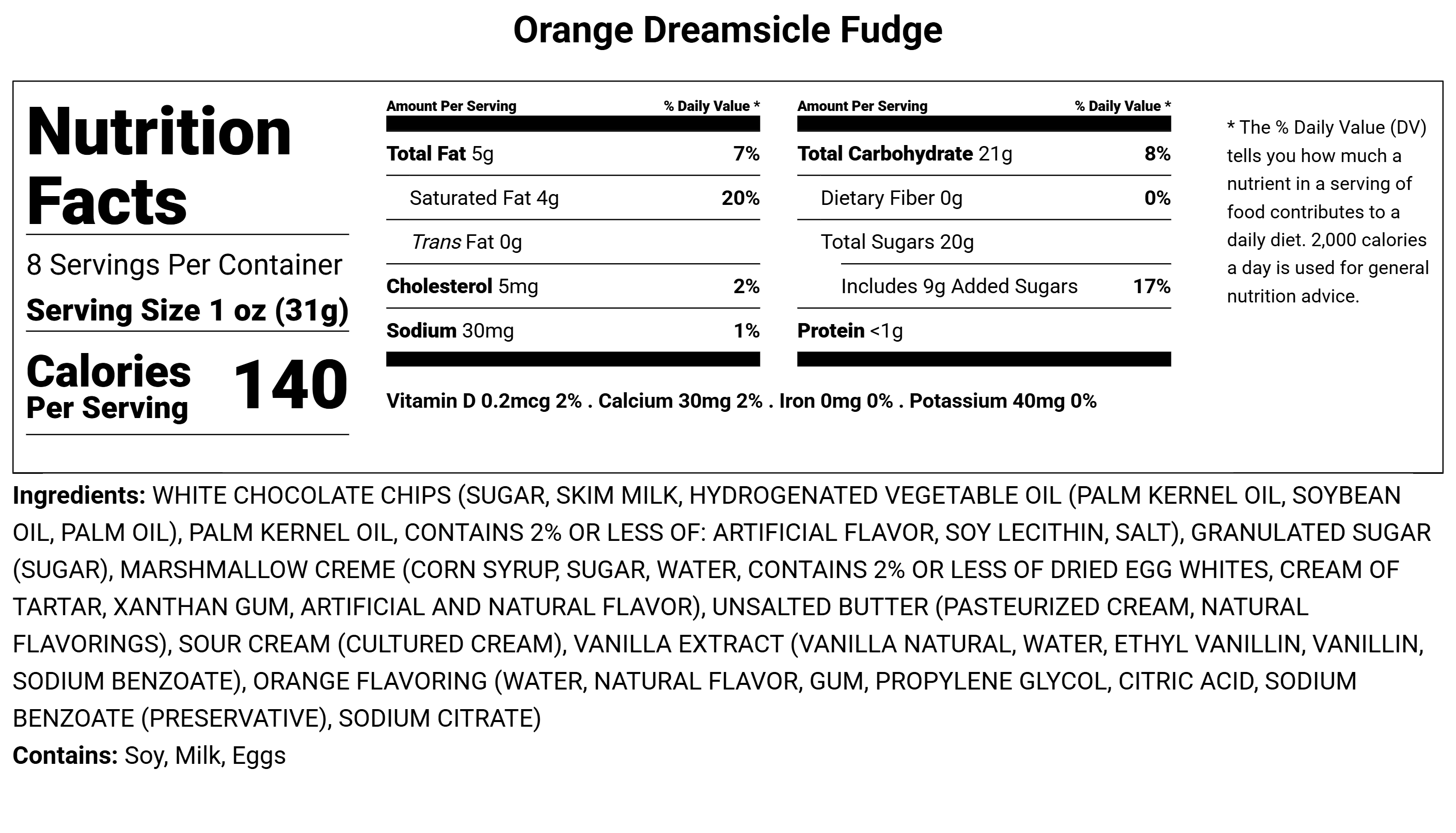 Handmade Orange Dreamsicle Fudge