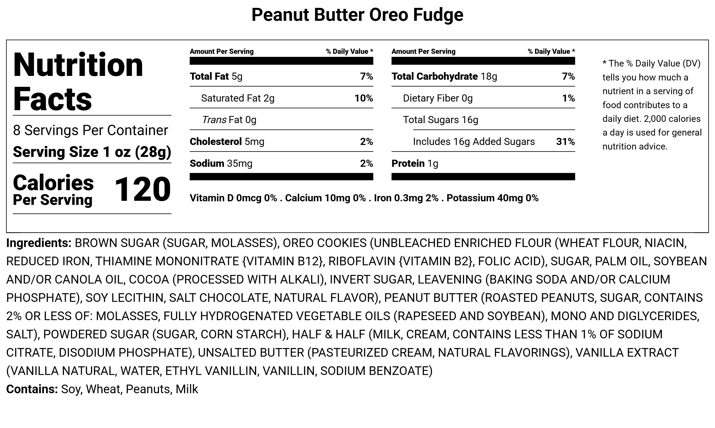 Handmade Peanut Butter Oreo Fudge